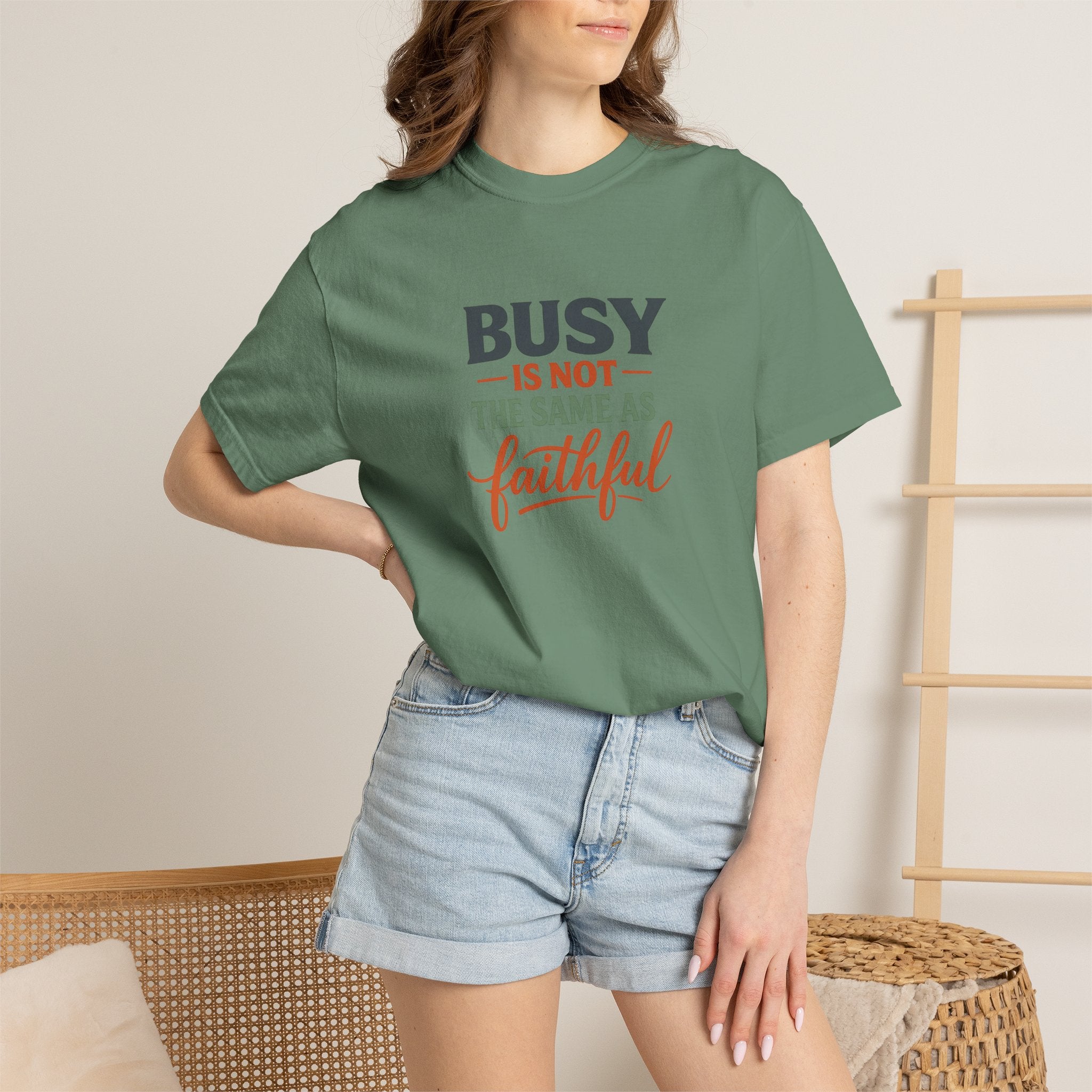 Busy Is Not the Same as Faithful — Christian Shirt for Women | Faith Over Hustle Tee