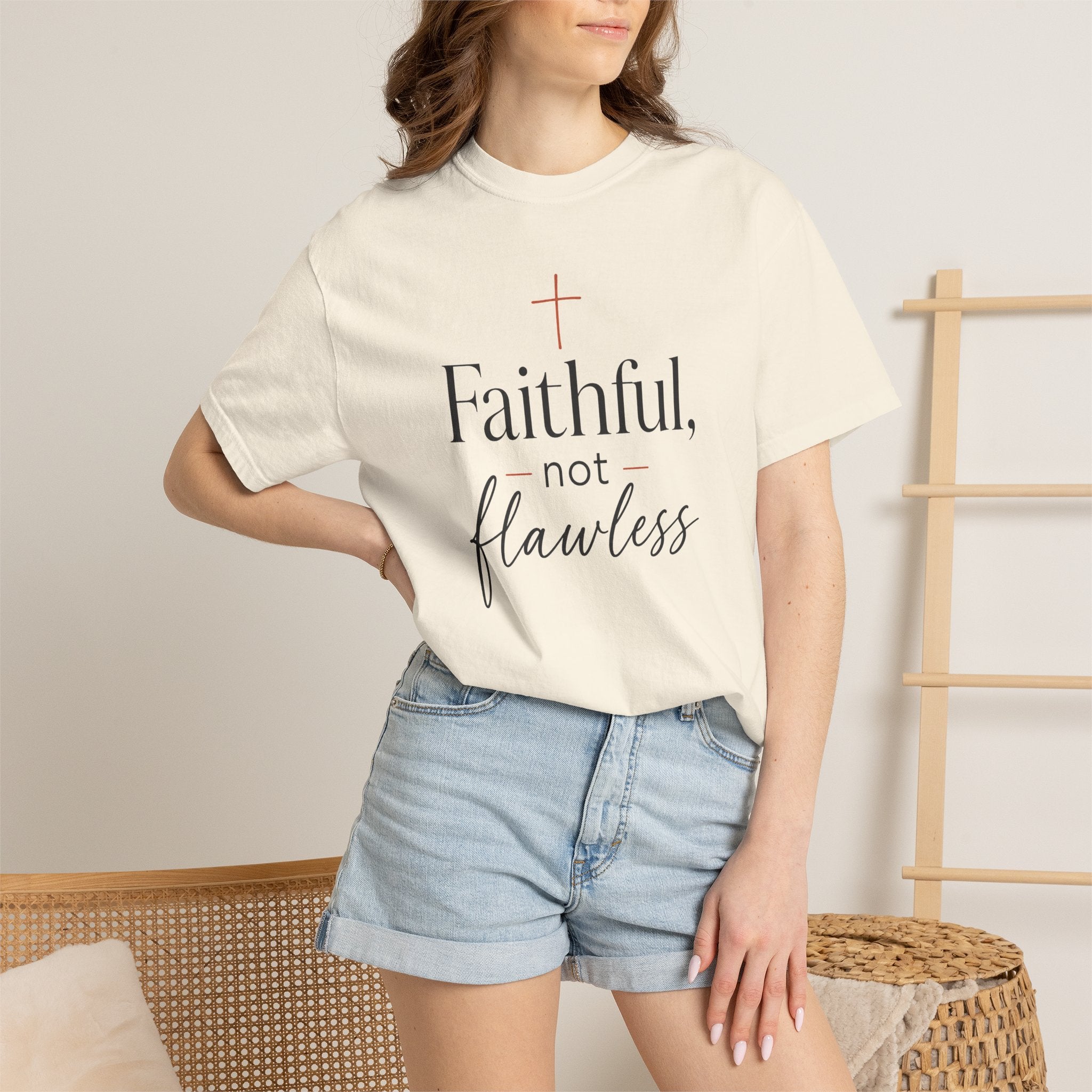 Faithful, Not Flawless — Christian Shirt for Women | Faith Over Perfection Tee, Quiet Strength, Gift for Her