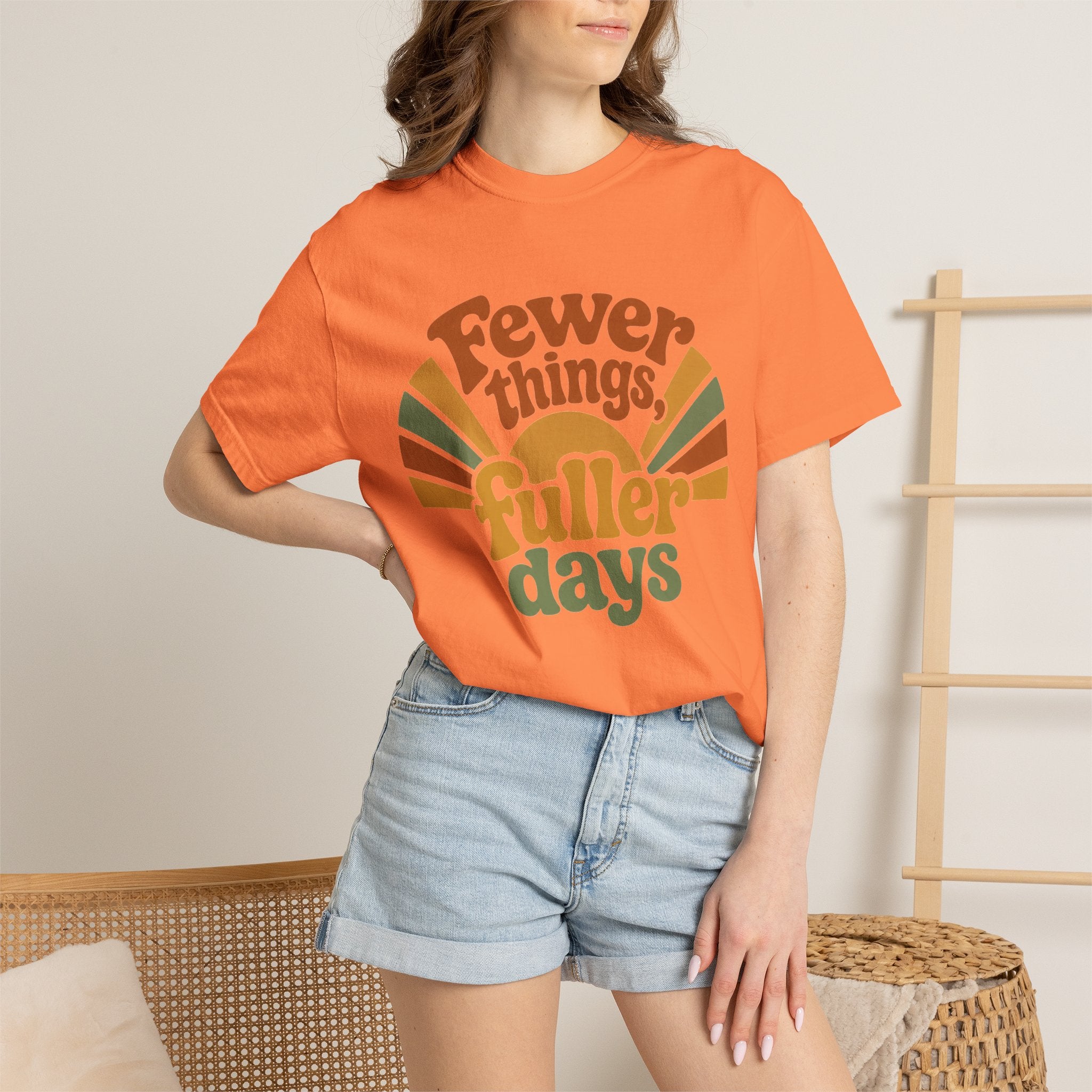 Fewer Things, Fuller Days — Christian Shirt for Women | Slow Living Tee, Faith Over Hustle, Gift for Her