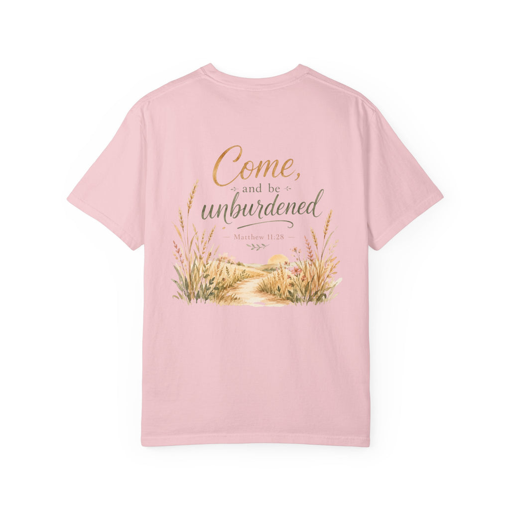Come and Be Unburdened — Matthew 11:28 Christian Shirt for Women | Scripture Tee, Faith Gift for Her