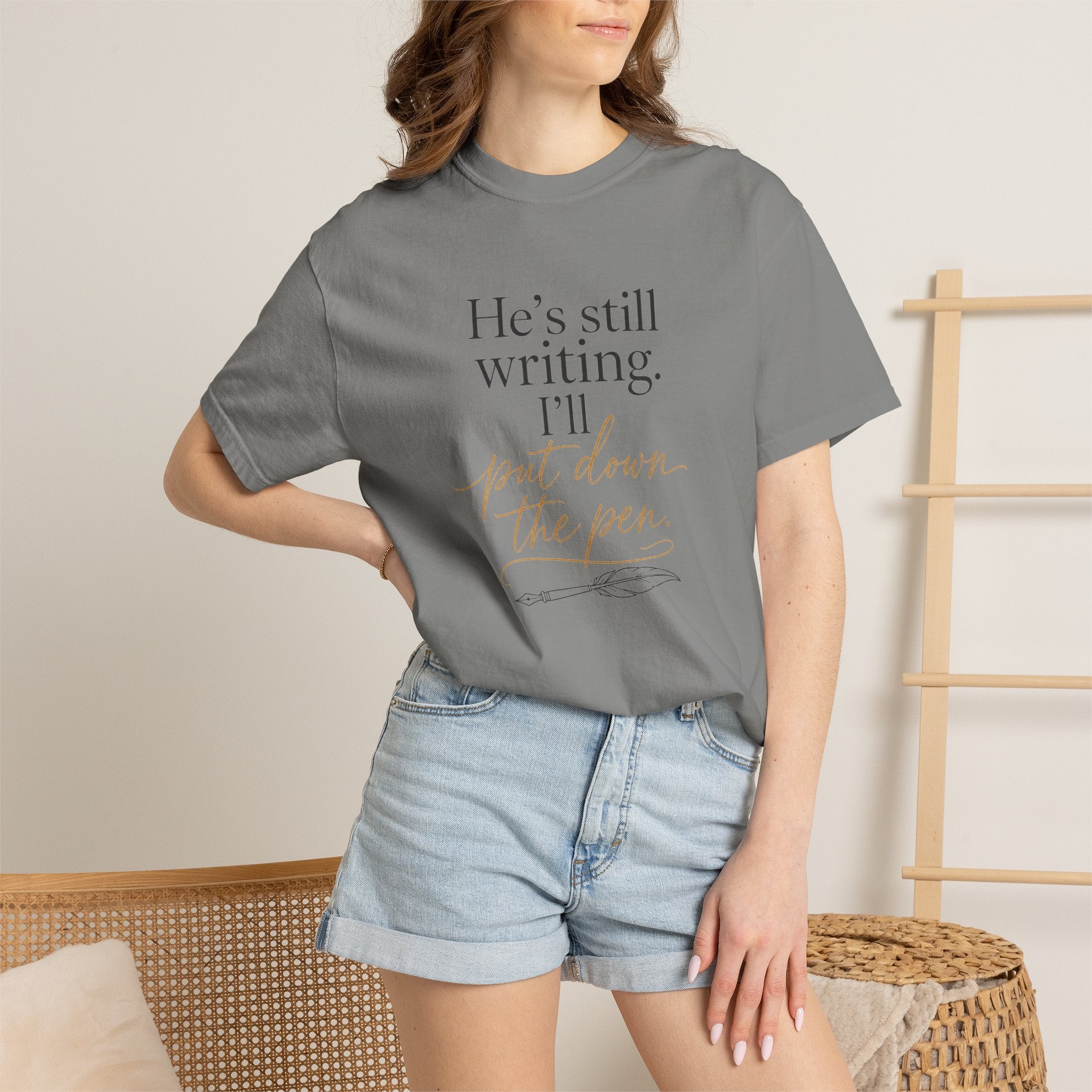 He's Still Writing, I'll Put Down the Pen — Christian Shirt for Women | Trust God Tee, Faith Over Control, Gift for Her