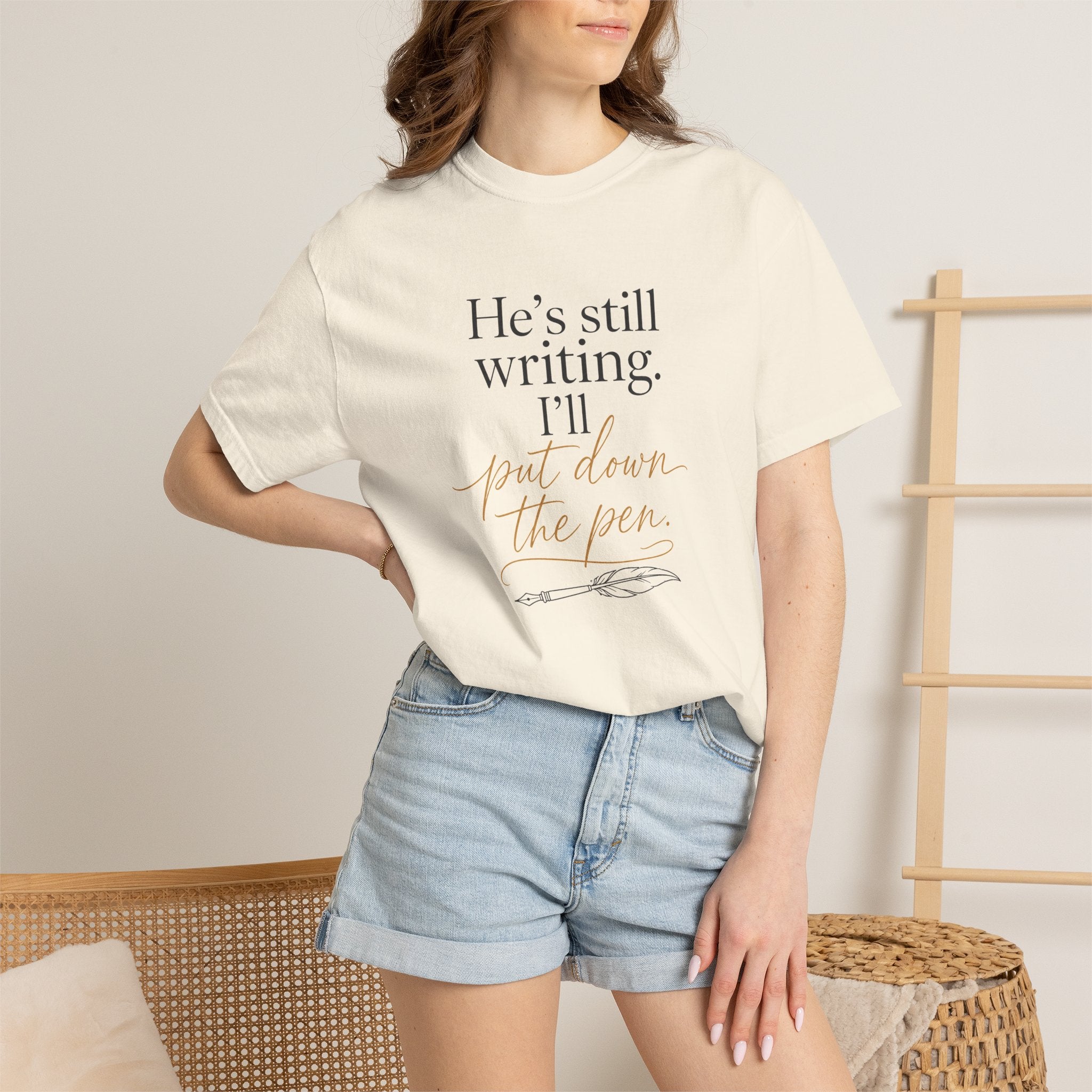 He's Still Writing, I'll Put Down the Pen — Christian Shirt for Women | Trust God Tee, Faith Over Control, Gift for Her