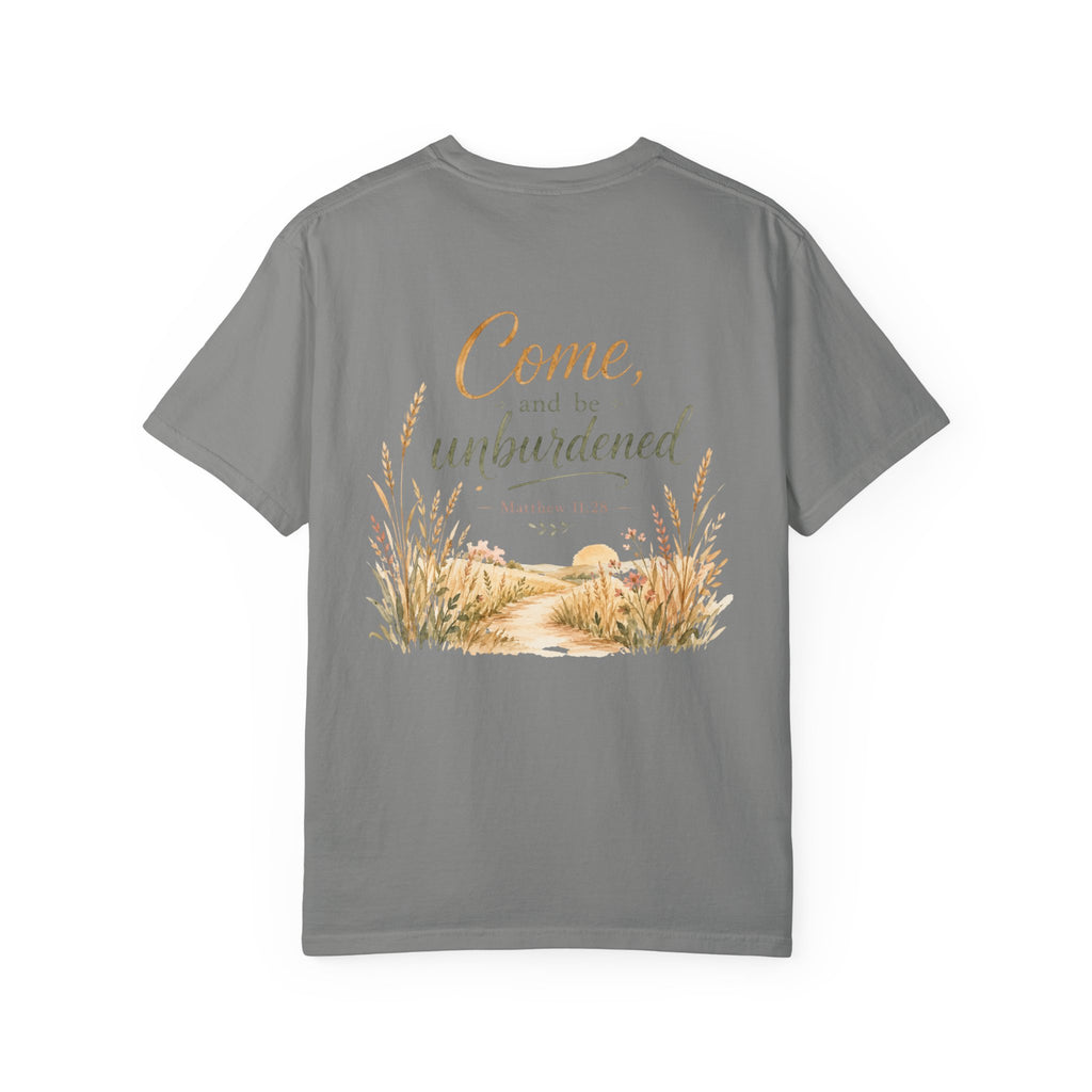 Come and Be Unburdened — Matthew 11:28 Christian Shirt for Women | Scripture Tee, Faith Gift for Her