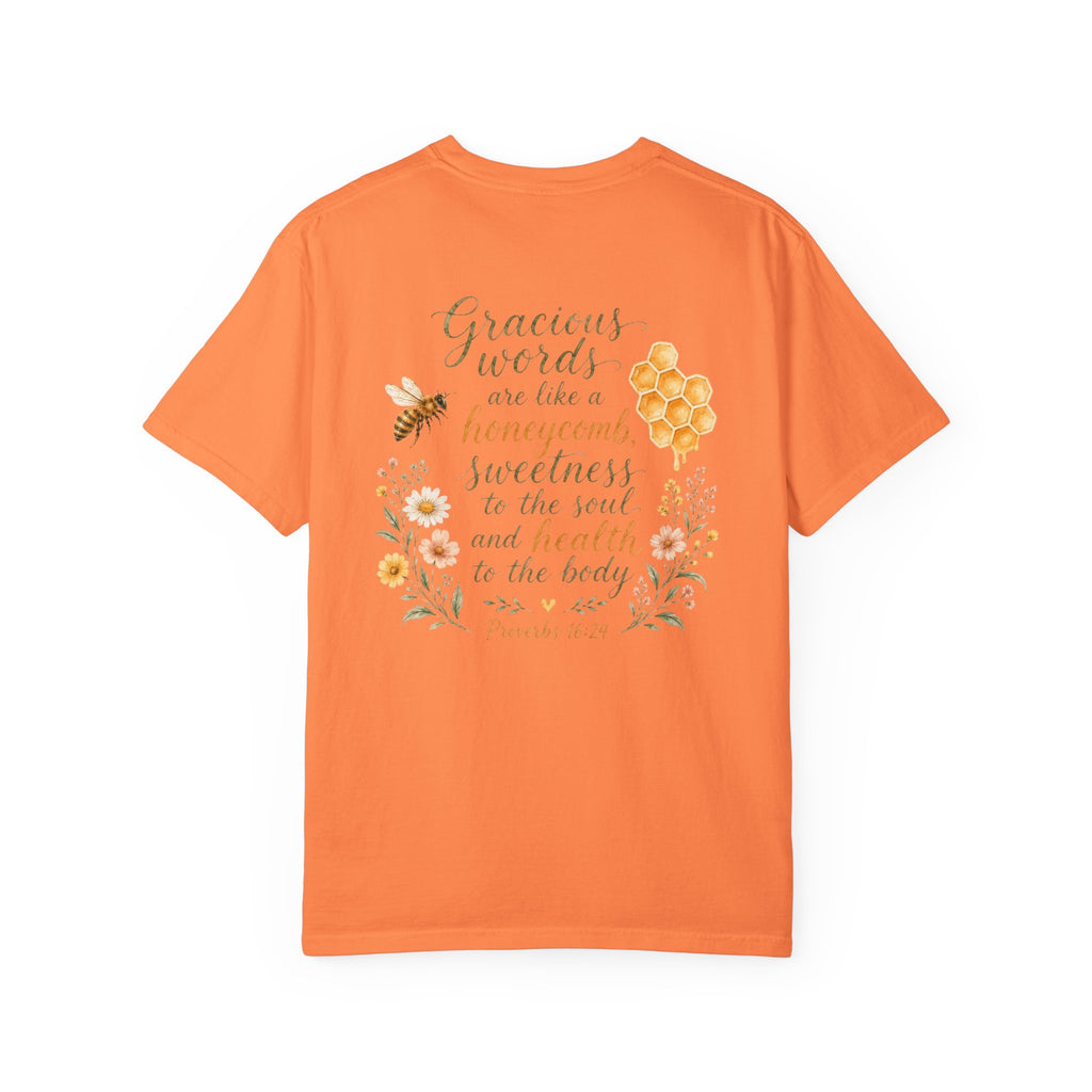 Gracious Words Are Like a Honeycomb — Proverbs 16:24 Christian Shirt for Women | Bee Scripture Tee, Faith Gift