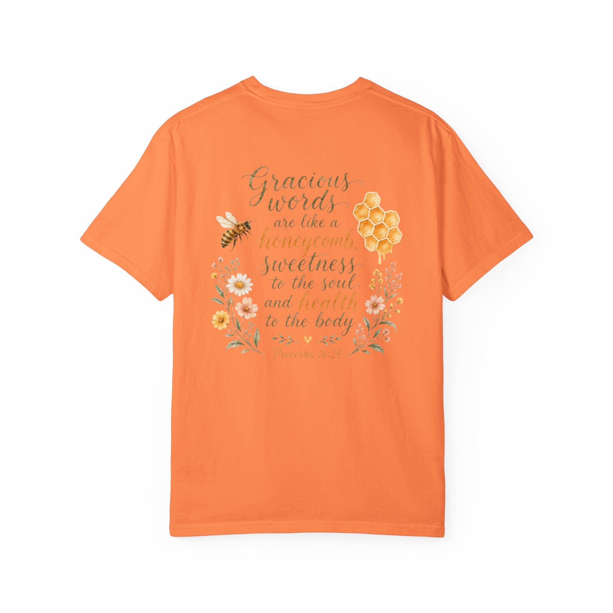 Gracious Words Are Like a Honeycomb — Proverbs 16:24 Christian Shirt for Women | Bee Scripture Tee, Faith Gift