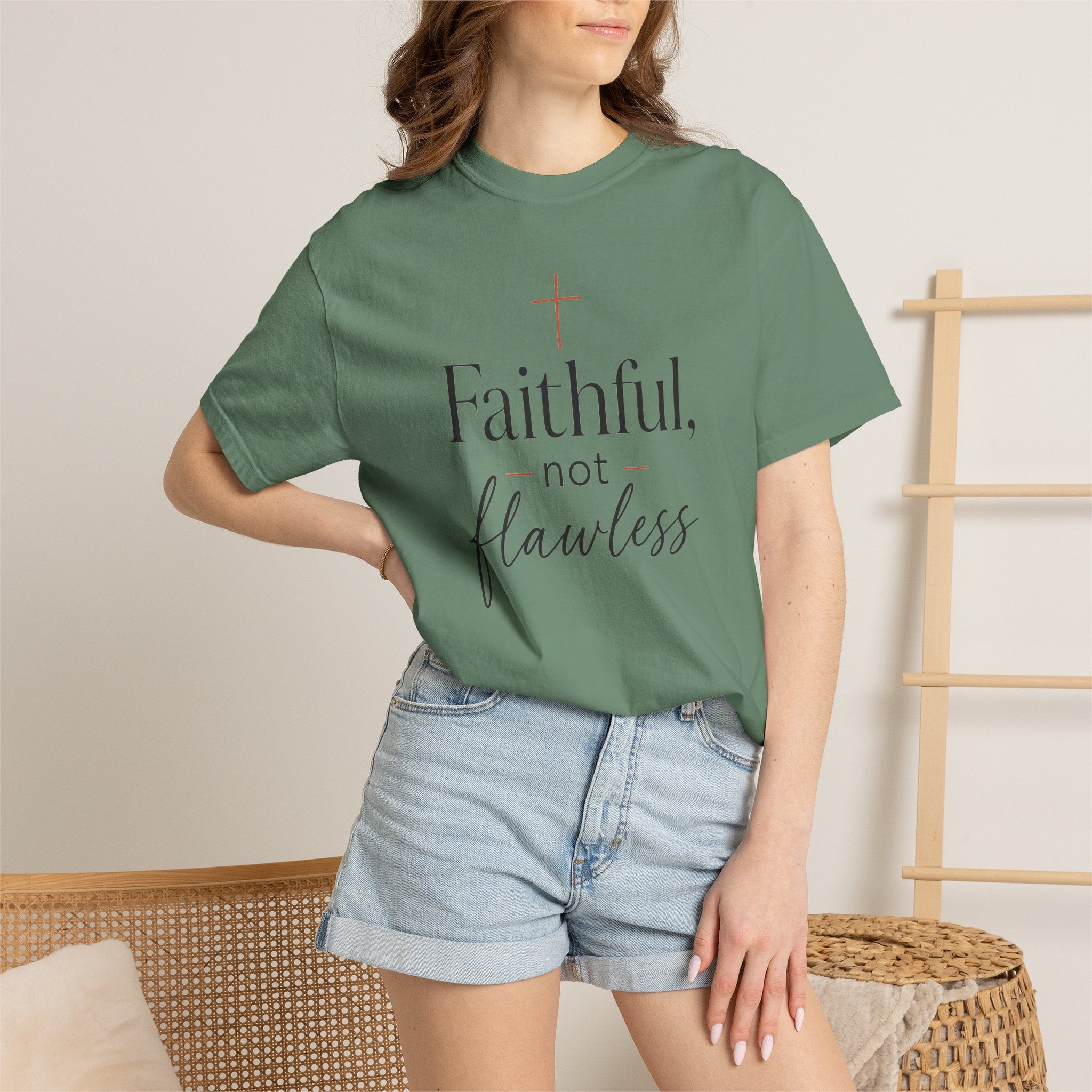 Faithful, Not Flawless — Christian Shirt for Women | Faith Over Perfection Tee, Quiet Strength, Gift for Her