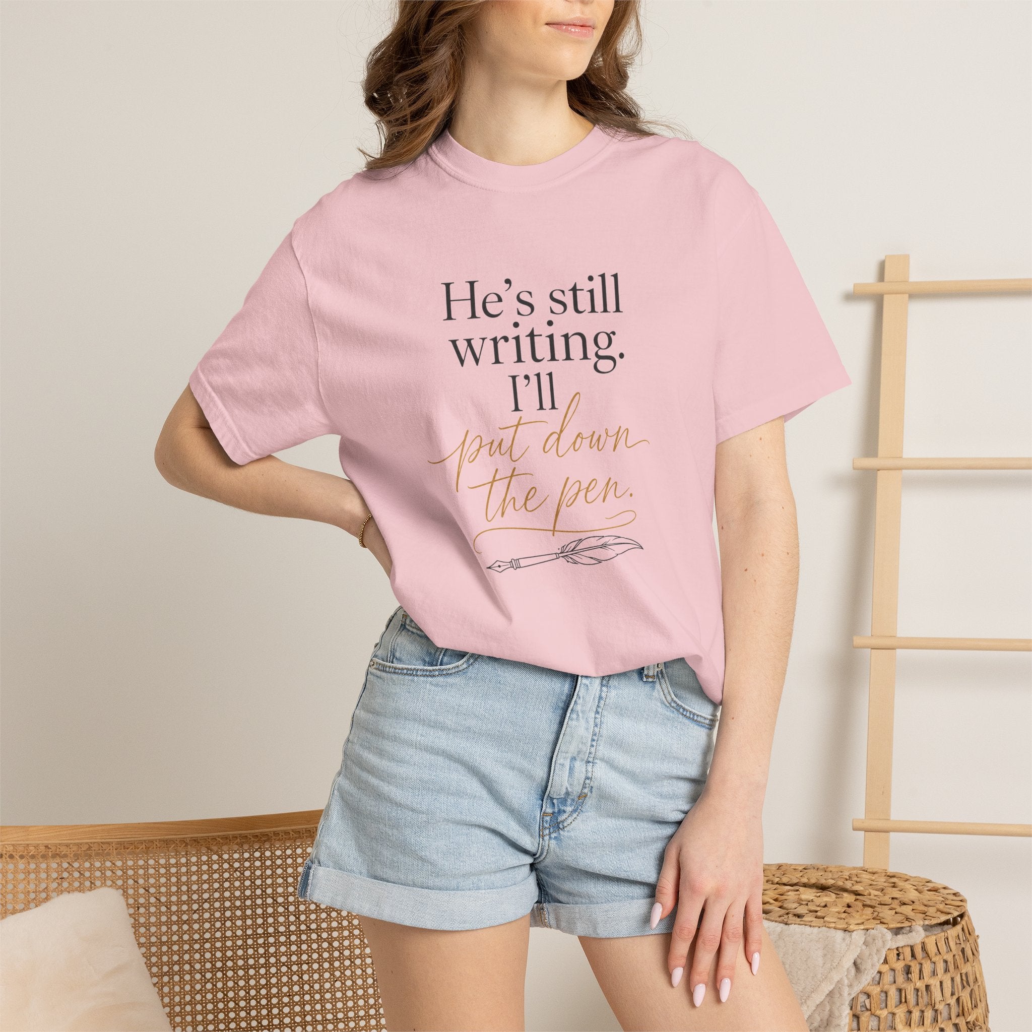 He's Still Writing, I'll Put Down the Pen — Christian Shirt for Women | Trust God Tee, Faith Over Control, Gift for Her