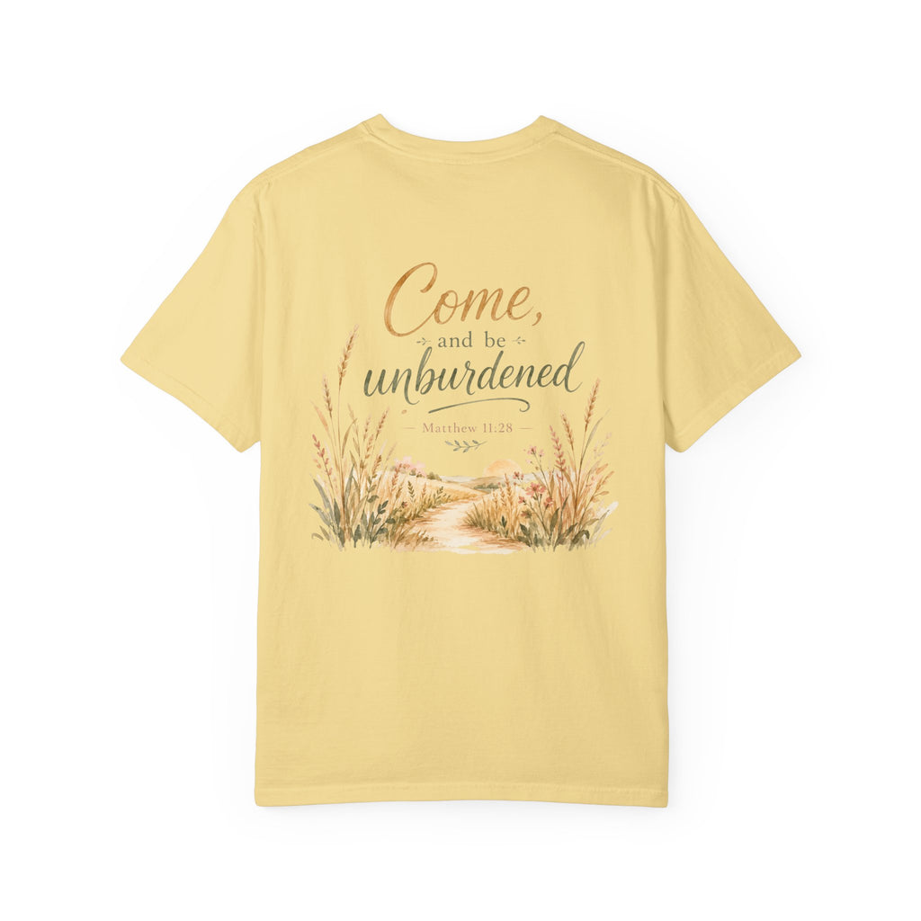 Come and Be Unburdened — Matthew 11:28 Christian Shirt for Women | Scripture Tee, Faith Gift for Her
