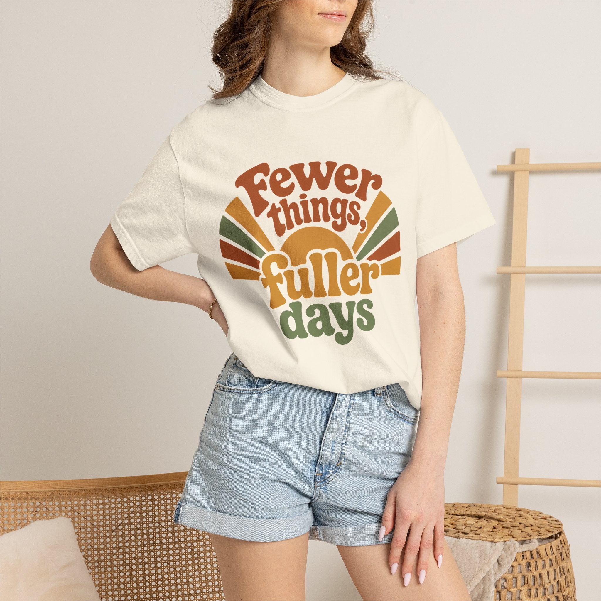 Fewer Things, Fuller Days — Christian Shirt for Women | Slow Living Tee, Faith Over Hustle, Gift for Her