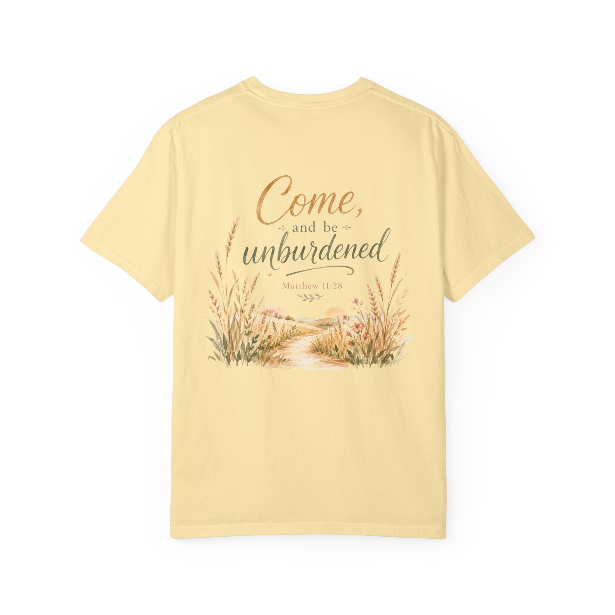 Come and Be Unburdened — Matthew 11:28 Christian Shirt for Women | Scripture Tee, Faith Gift for Her